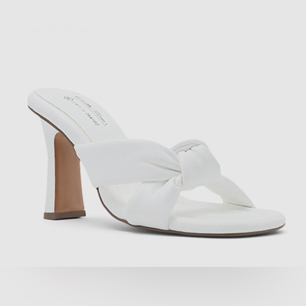 CALL IT SPRING size 7 white vegan leather mule sandals